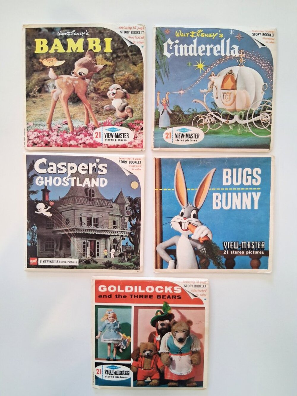 Vintage Lot of View Master Reels Disney Bambi Cinderella Casper Bugs Bunny